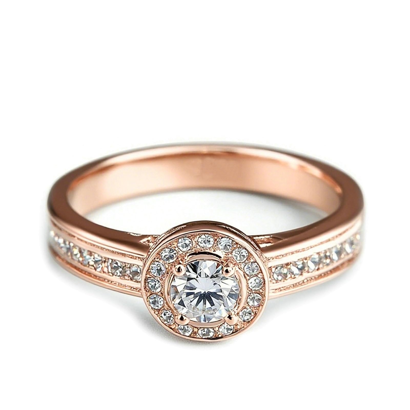 Obrączki ślubne z żółtego złota próby 750 dla kobiet, Moissanit Halo, złoty pierścionek dla kobiet, 18K, 9K, 14K, 18K, białe złoto, rozmiar 47 (15,0)-65 (20,7)