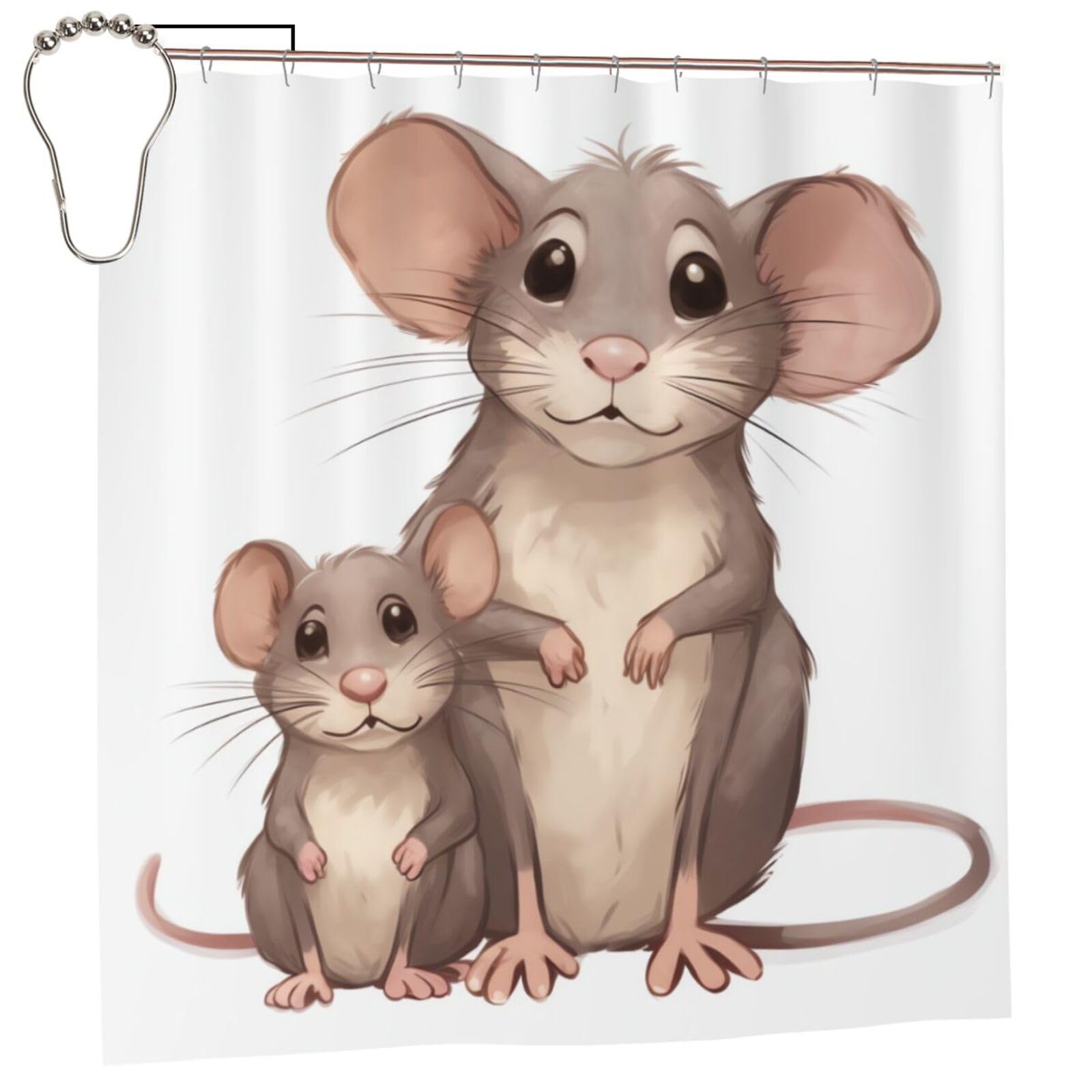 FodPand Rats Shower Curtain 70"x70" Waterproof Long Bathroom Curtain Heavy Duty Thick Cloth Bath Curtain Set with Hooks, Modern Abstract Art Pattern Bathroom Shower Curtains
