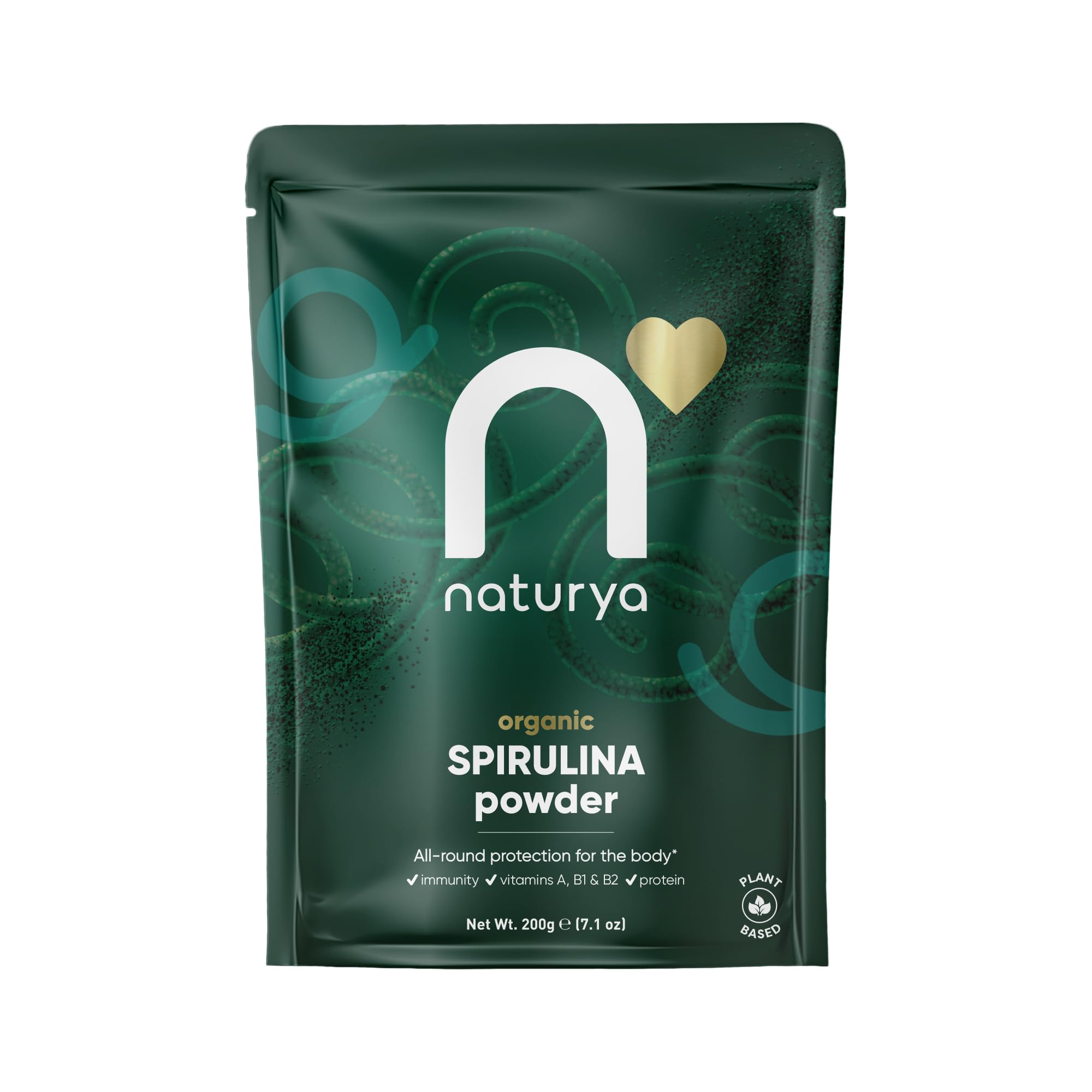 NaturyaOrganic Spirulina Powder 200g - Superfood Supplement for Energy, Immunity, & Detox – 100% Natural, Nutrient-Rich with High Protein & Iron, Non-GMO, Vegan-Friendly - Resealable Pack