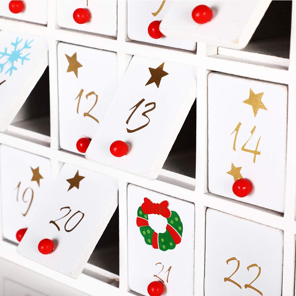 BAKAJI Calendario dell' Avvento di Natale in Legno con 24 Cassetti Numerati per Sorpresa Decorazioni Addobbi Natalizi Casa (Trenino Babbo Natale)