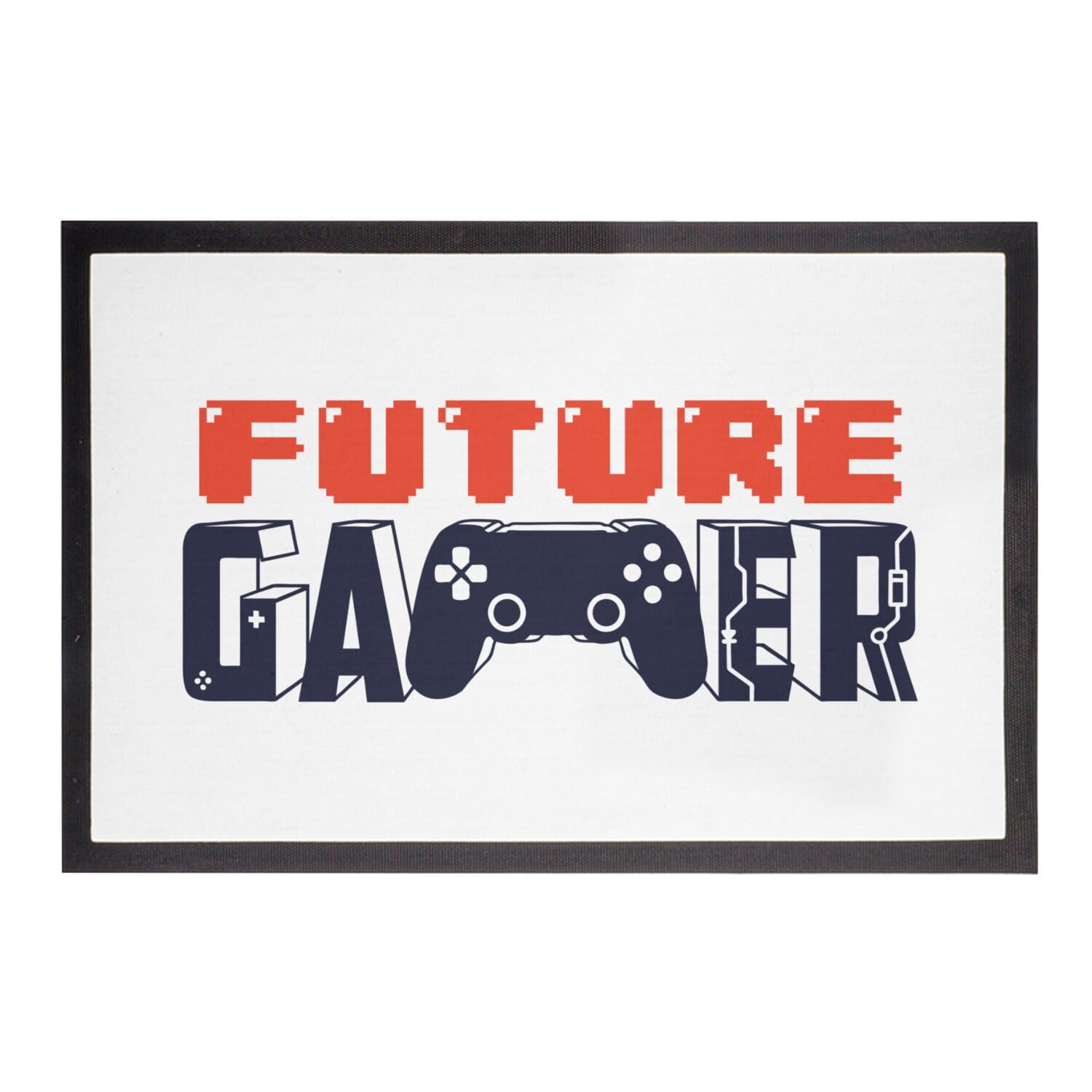 Paillasson Blanc Future Gamer tapis anti saleté entrée geek jeux vidéo 75x50