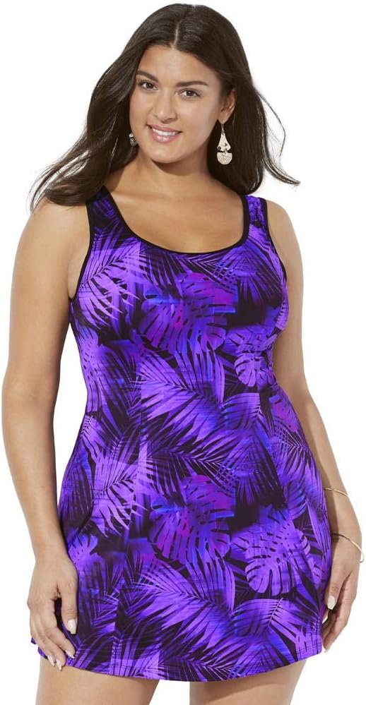Swimsuits For All Women's Chlorine Resistant Tank Swimdress (Plus