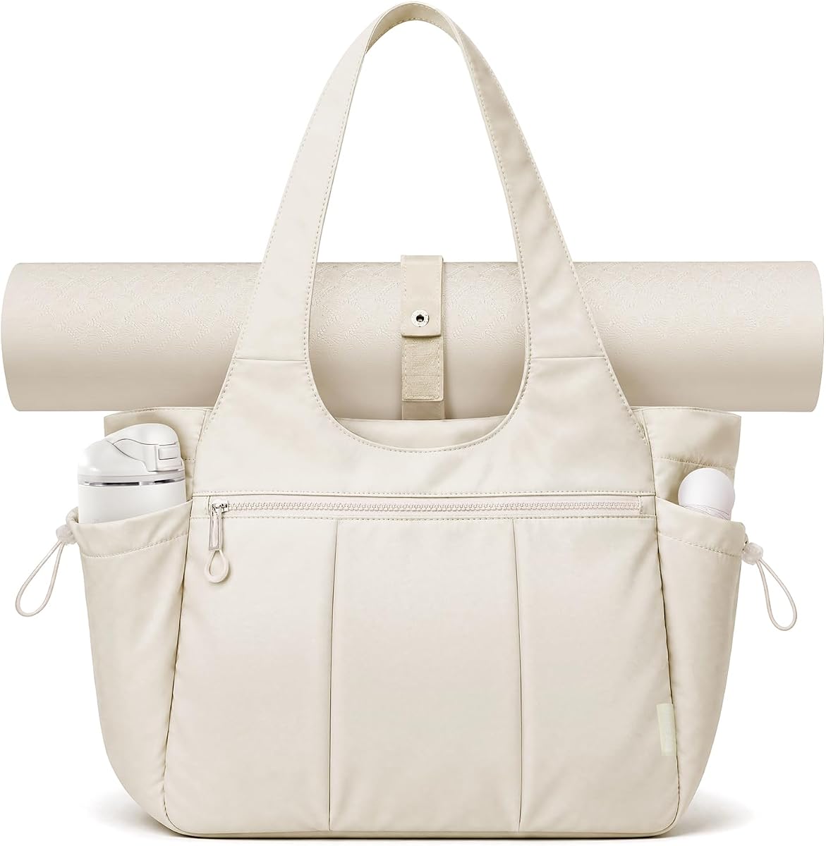 Foldable Tote Bag for Women with Yoga Mat Holder,Travel Tote Bag with Water Bottle Pocket,Lightweight Workout Gym Bag