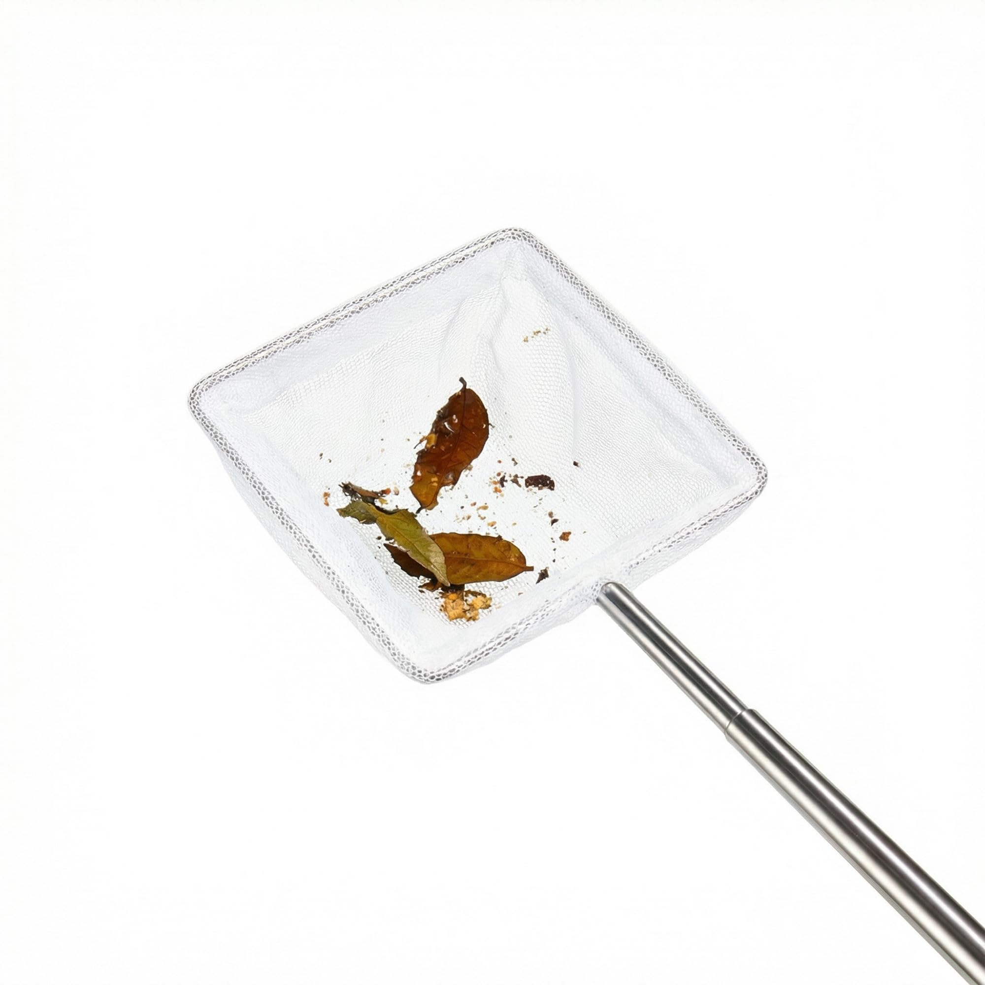 Paquet de 2 Filets de Pêche Extensibles pour Aquarium, Cadre Carré Blanc avec Manche en Acier Inoxydable Réglable (13,5cm-39cm)