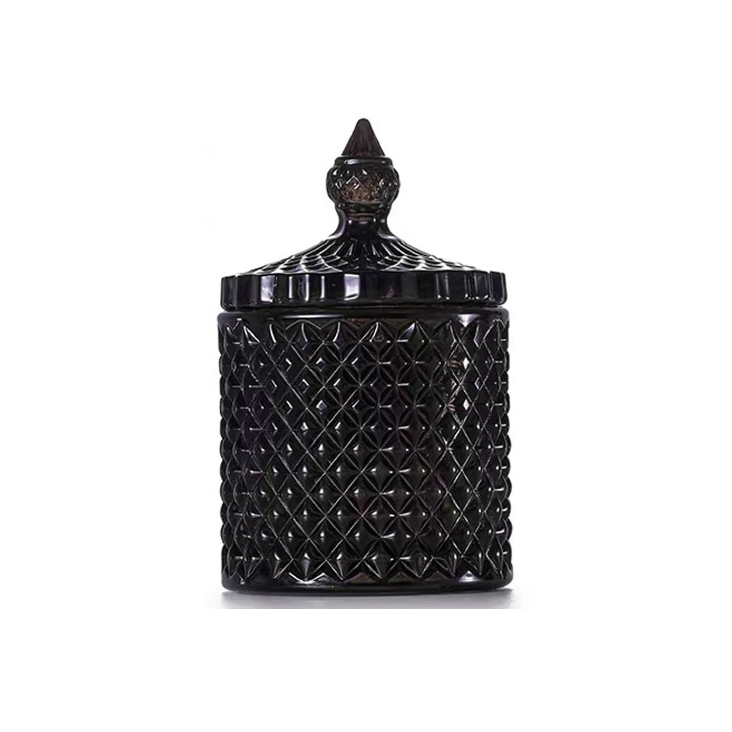 LUCKTE Decorative Glass Jar With Lid, Sweet Candy Dish Cookie Tin,Biscuit Barrel,Decorative Candy Jar Jewelry Trinket Box,Crystal Diamond Faceted Jar
