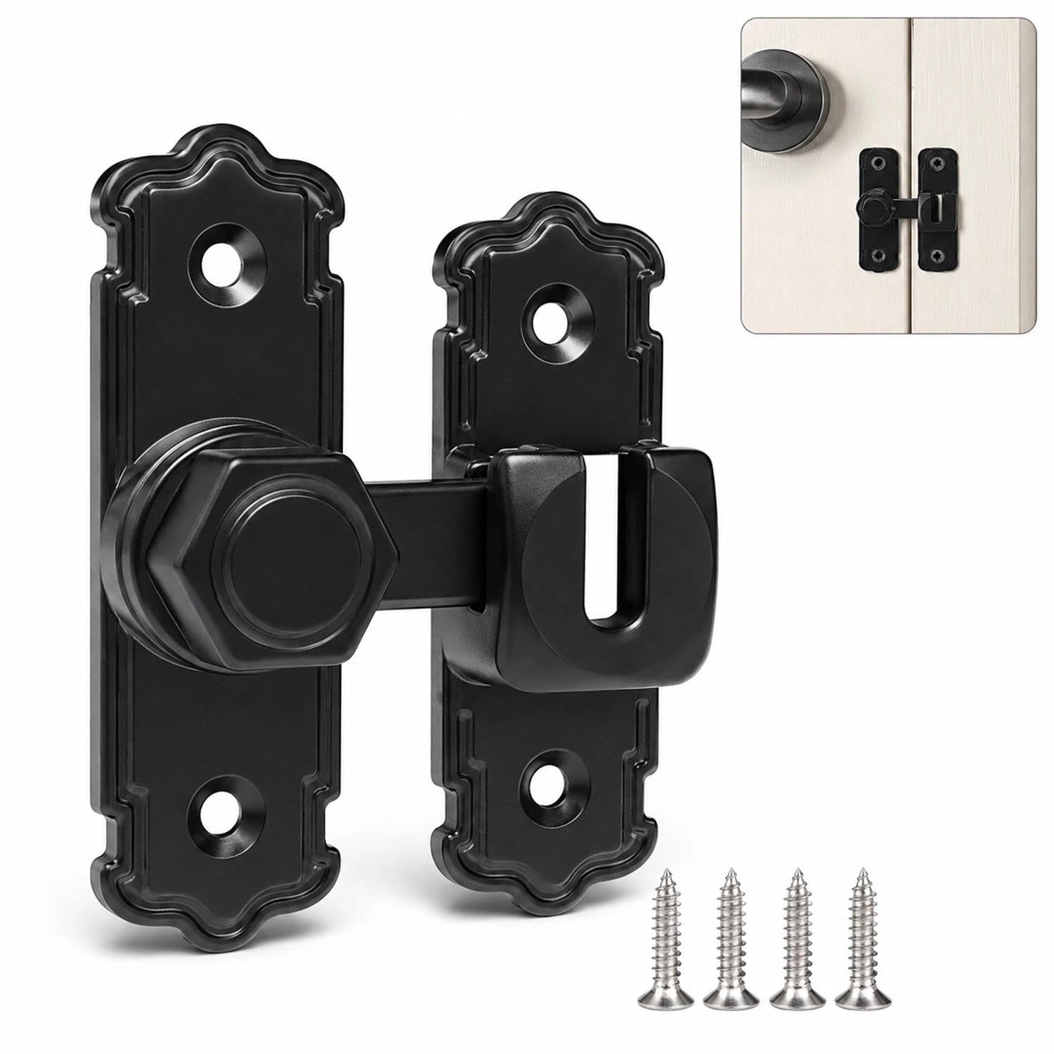 Aluminum Alloy 90/180 Degree Flip Sliding Barn Door Latch Lock with Screws