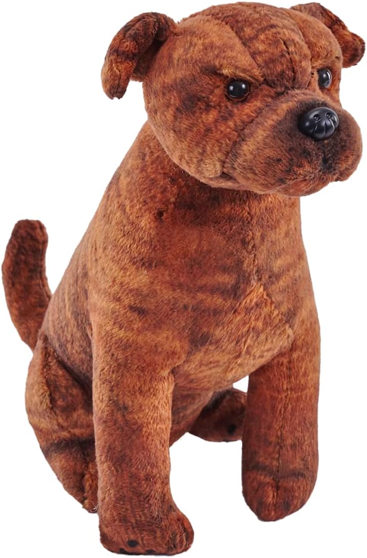 Wild Republic Rescue Dog, Staffordshire Bull Terrier, Stuffed Animal, with Sound, 5.5 inches, Gift for Kids, Plush Toy, Fill is Spun Recycled Water Bottles