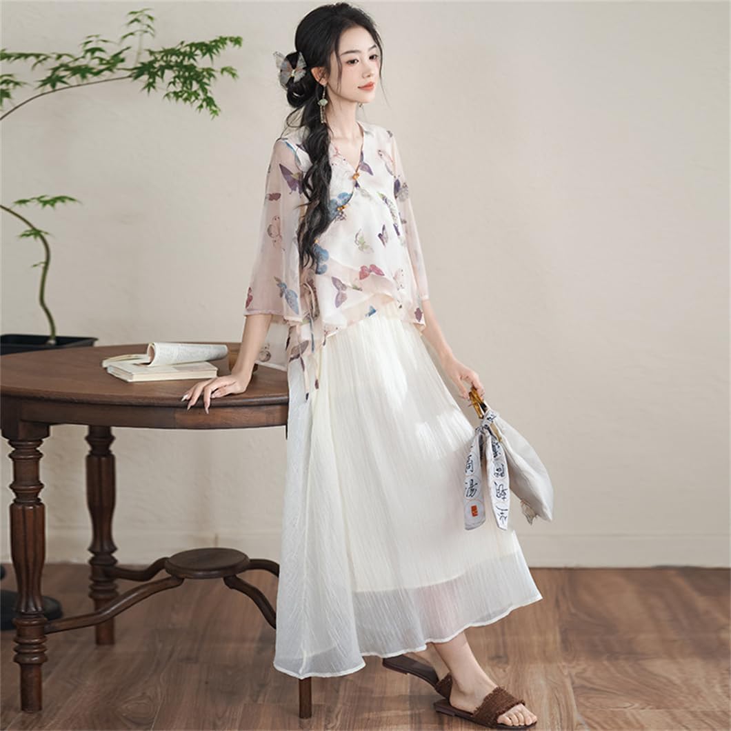 [もうほうきょう] 中華風 セットアップ レディース 2点セット チャイナドレス トップス + スカート チャイナ服 ワンピース カ