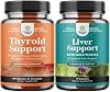 Bundle of Herbal Thyroid Support Complex - Potent Kelp Iodine for Hormone Balance and Liver Cleanse Detox & Repair - Milk Thistle for Digestion & Immune Health - Ginger Root Choline Dandelion Root