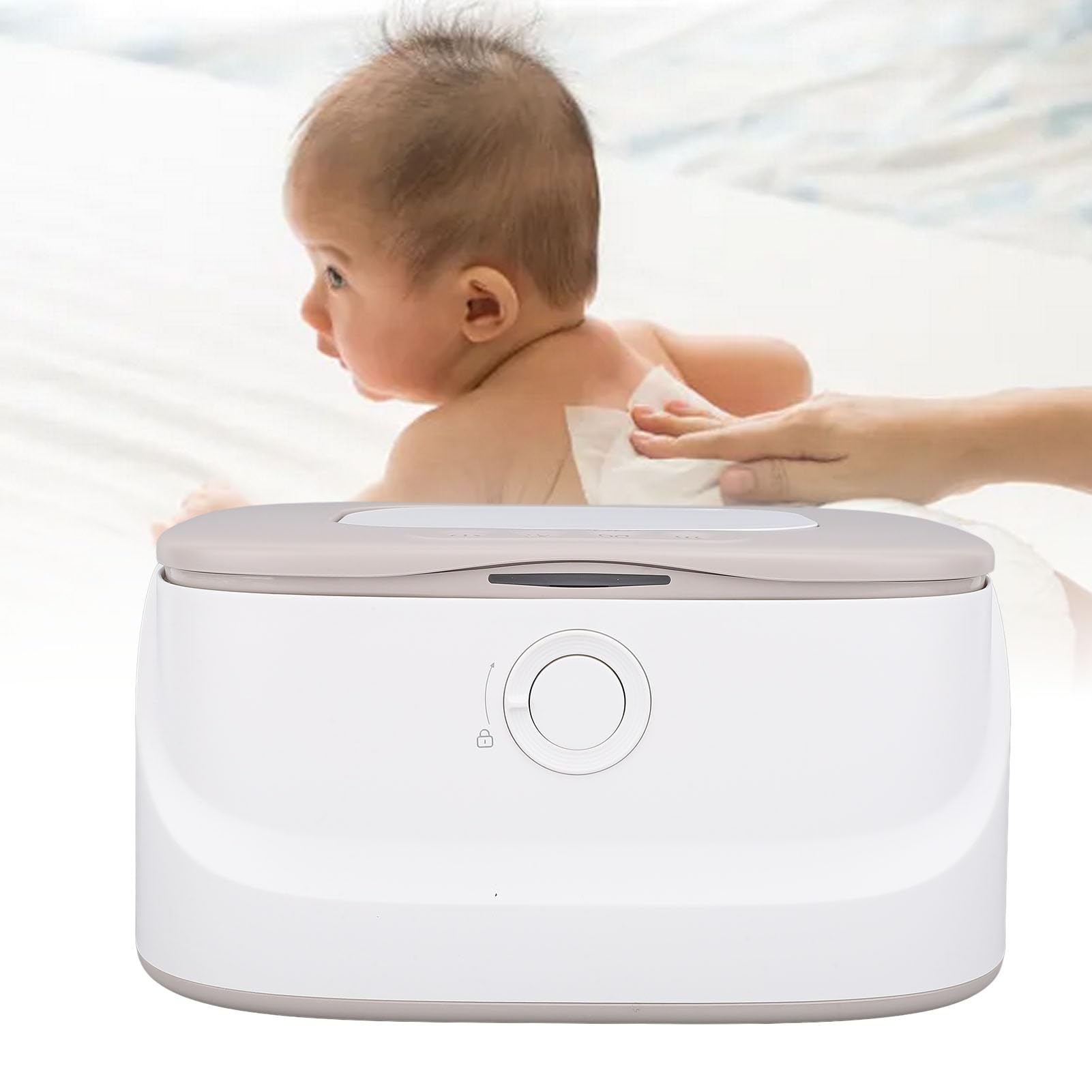 VGEBY Chauffe-Lingettes pour bébé, Distributeur Chauffant de Lingettes à Température Réglable, Grande capacité avec Veilleuse pour un Accès Facile la Nuit (GREY)