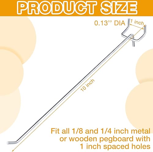 Miniatura 2 de Funrous Paquete de 100 ganchos para tablero de clavijas de acero inoxidable, ganchos para tablero de clavijas, soportes para colgar tableros de