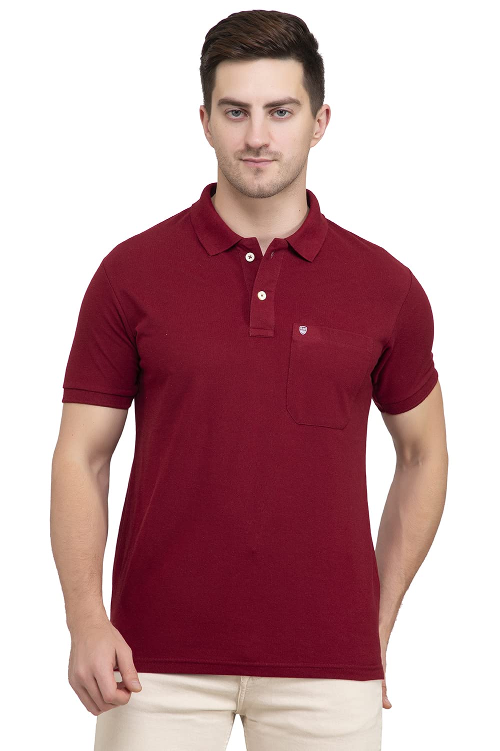 Half Sleeve Pique Fabric Regular Fit Mens Polo Tshirt with Chest Pocket for Casual Wear-image-18