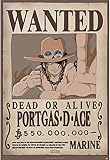 BUY ART FOR LESS Officially Licensed One Piece - Wanted Portgas D.Ace Art Poster - 24 x 36 Inch - Decorative Print - Poster Paper - Ready to Frame