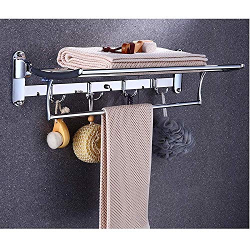 Toallero de baño de doble capa SUS304 plegable con ganchos multifuncional 3
