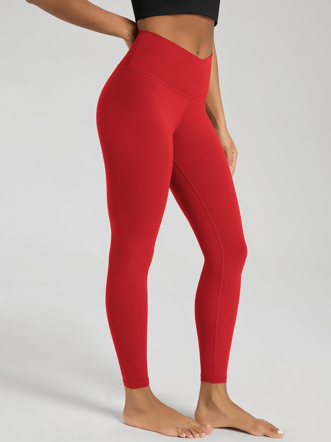 ODODOS Women's Crossover Leggings with Back Pocket, 23" / 25" / 28" Buttery Soft V High Wasit Lounge Yoga Pants - Image 2