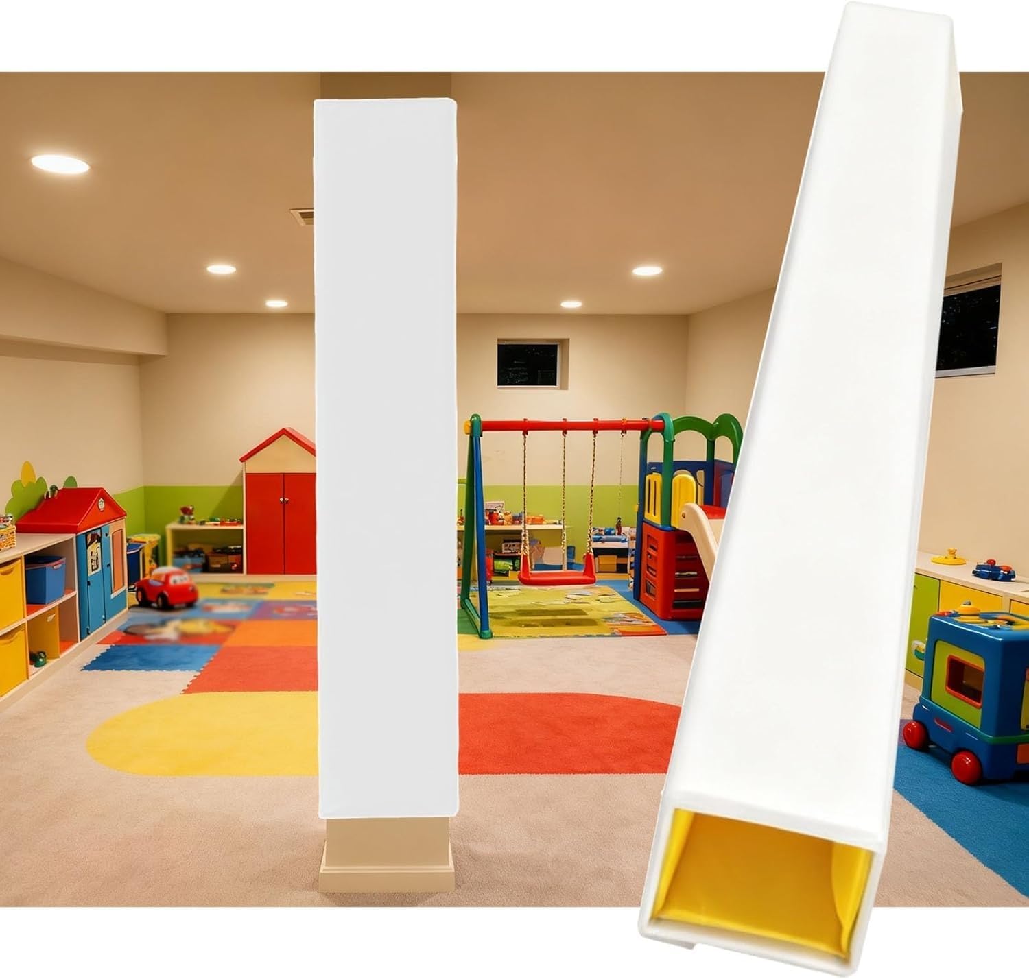 Wrap Around Basketball Pole Pad 6ft Square Basketball Goal Crash Pad, Gym Pole Padding Square Beam Wrap