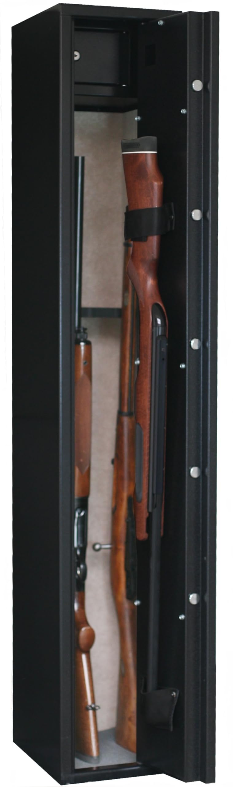 Safe SD5 Armoire forte pour Armes en Acier | 4 Armes avec lunette + 1 dans la porte | Coffre intérieur | Serrure à clé