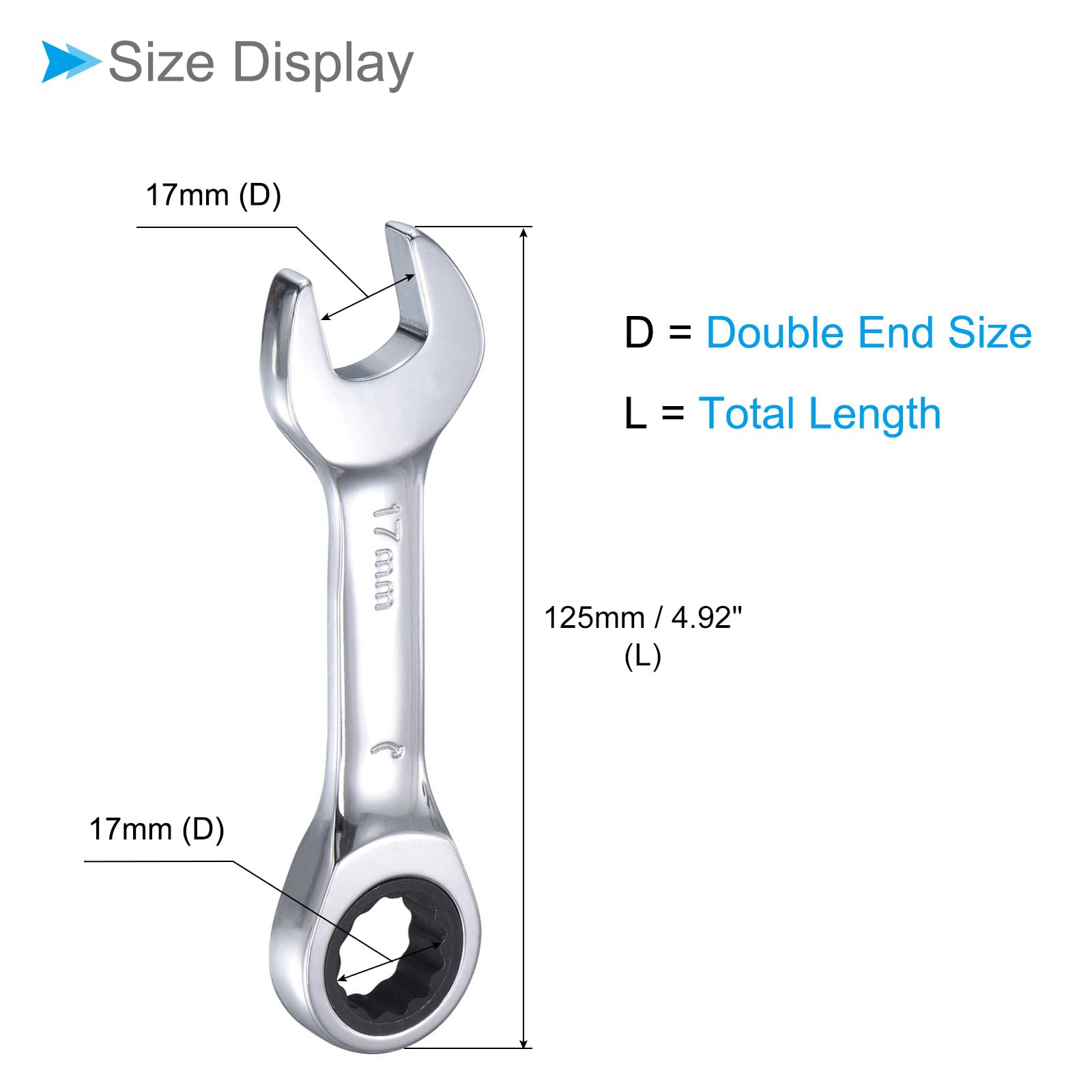 CoCud Ratcheting Wrench, 17mm Head Metric 72-Teeth, Cr-V Combination Wrench Spanner, (Applications: for Repairing Home Tasks) - Image 2