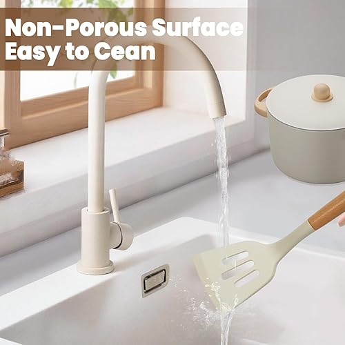 Miniatura 3 de Juego de utensilios de cocina  Utensilios de cocina de silicona 12 piezas para cocinar, espátula, volteador, cuchara, cepillo, útiles ollas y