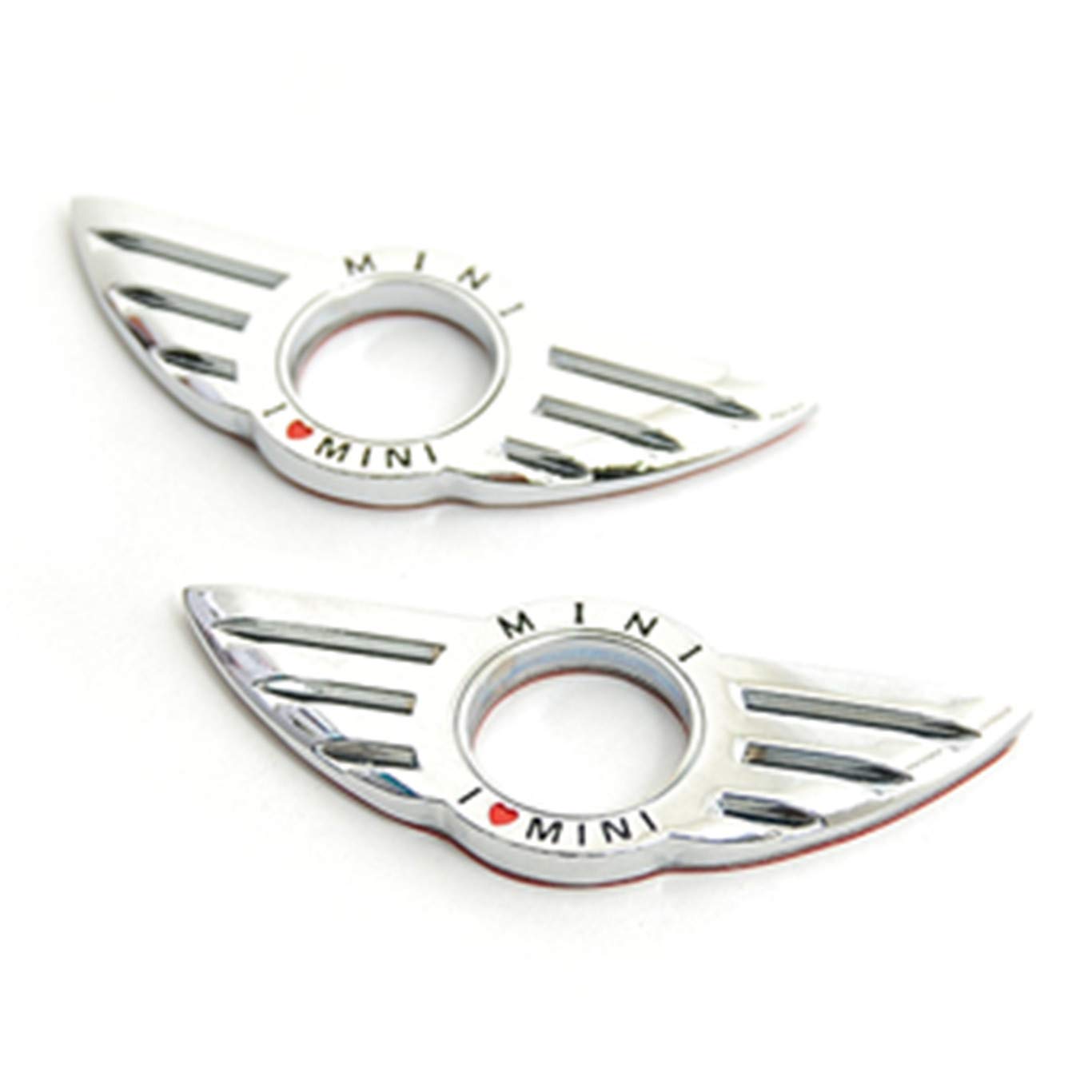 HDX 2 pcs Wing Emblem Rings Door Lock Pin Knobs Covers Stickers Badge Trims for Mini Cooper R56 Hatchback R57 Covertible R58 Coupe R59 Roadster (I Love Mini)