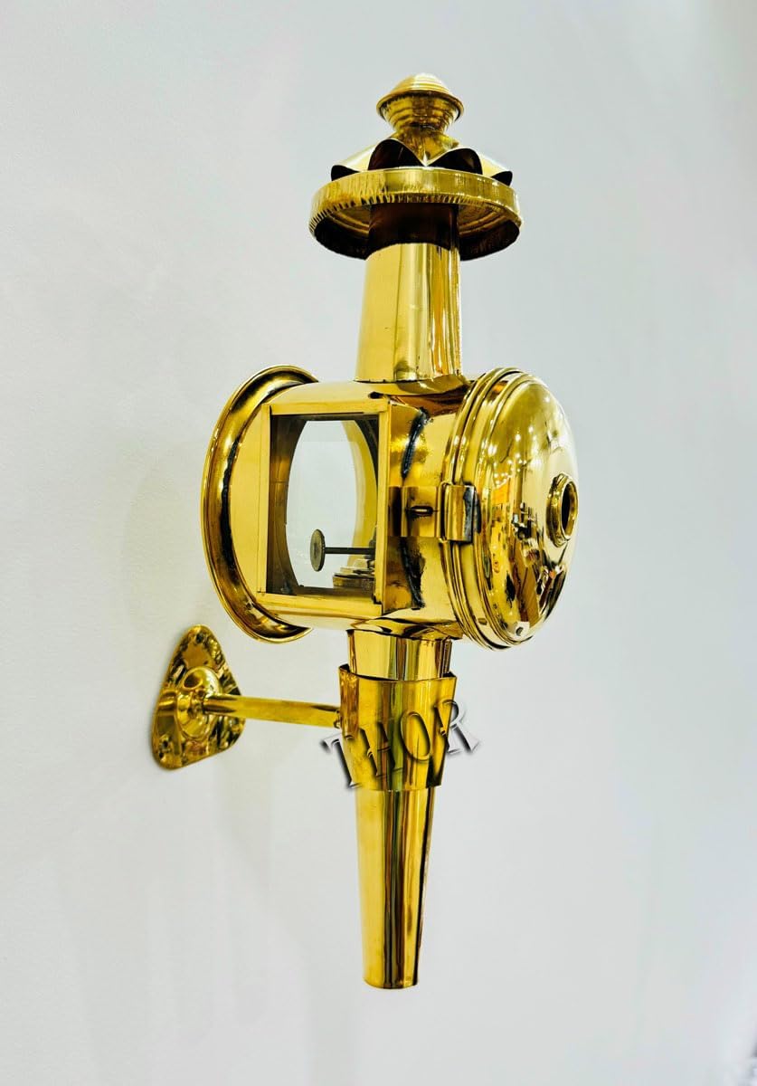 THOR INSTRUMENTS Brass Lantern Wall Sconce Outdoor Vintage Oil lamp Brass New Model Kerosene Wall Mounted Lantern Fixture for Garage Room