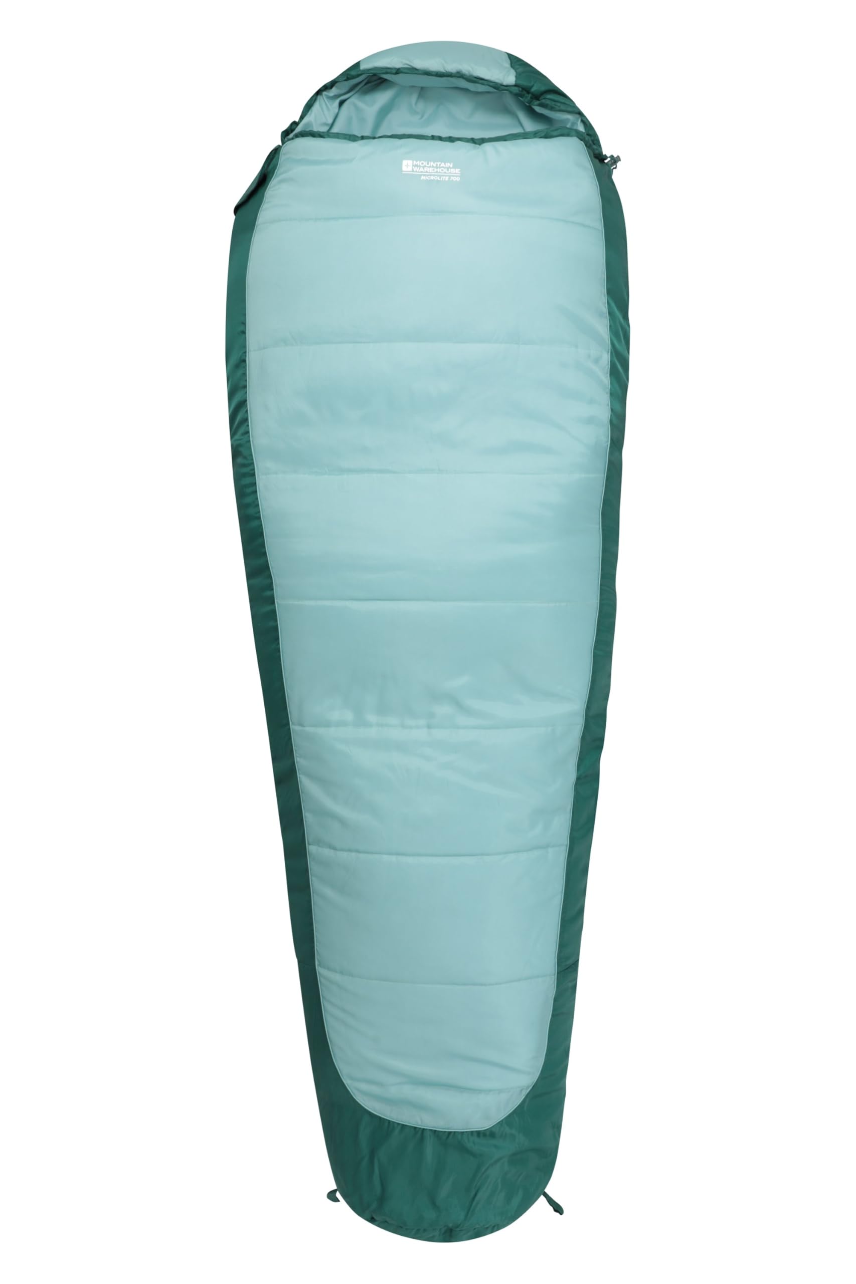 Mountain Warehouse Microlite 700 Sleeping Bag - Double Layered Mummy Shaped Bag with two way Zip - All Season Camping, Hiking, Trekking & Outdoors Dark Teal Left Handed Zip - Regular Length (200cm)