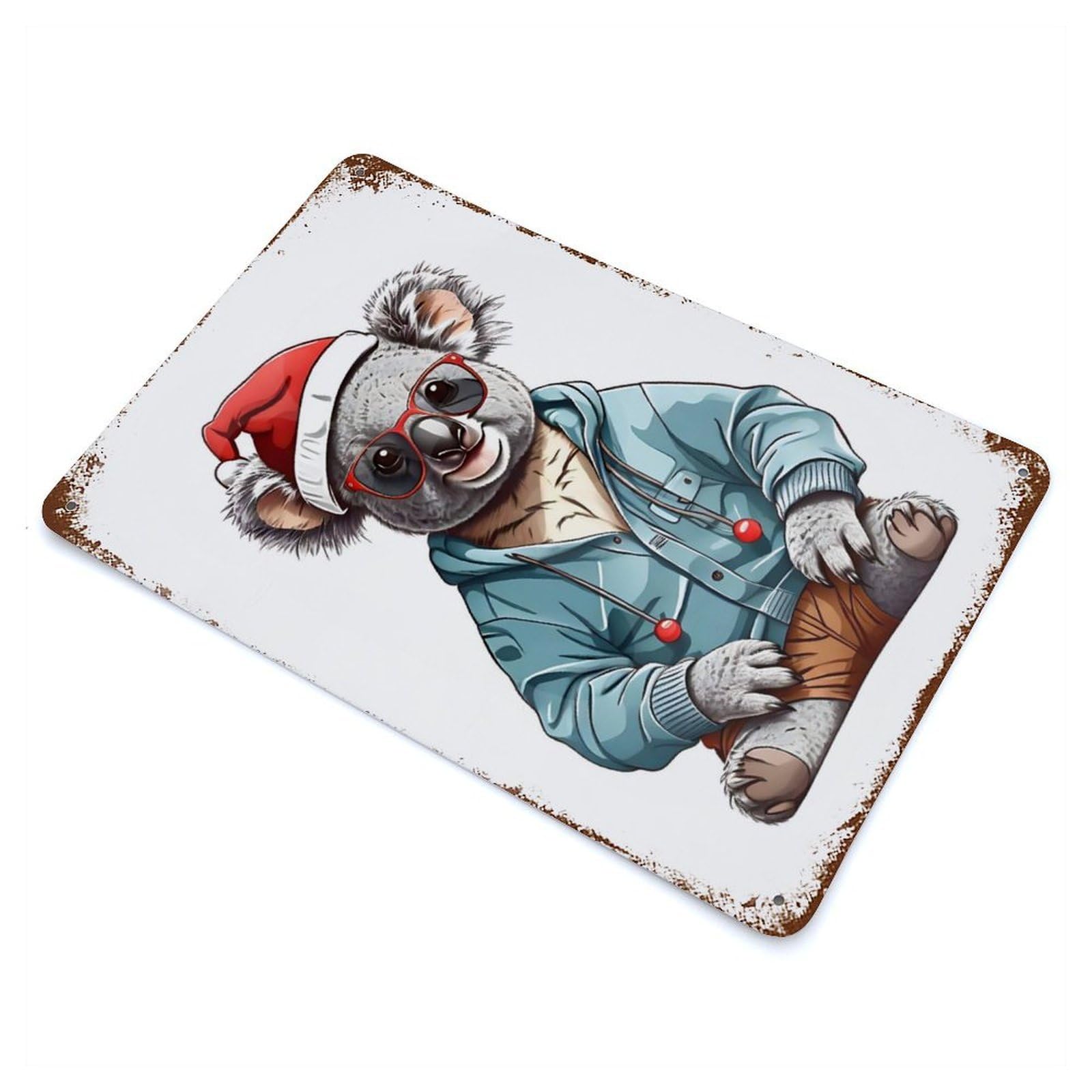 Funny Koala Decorative Tin Sign 11.8"x7.9", Ideal for Garage, Bar And Workshop Decor