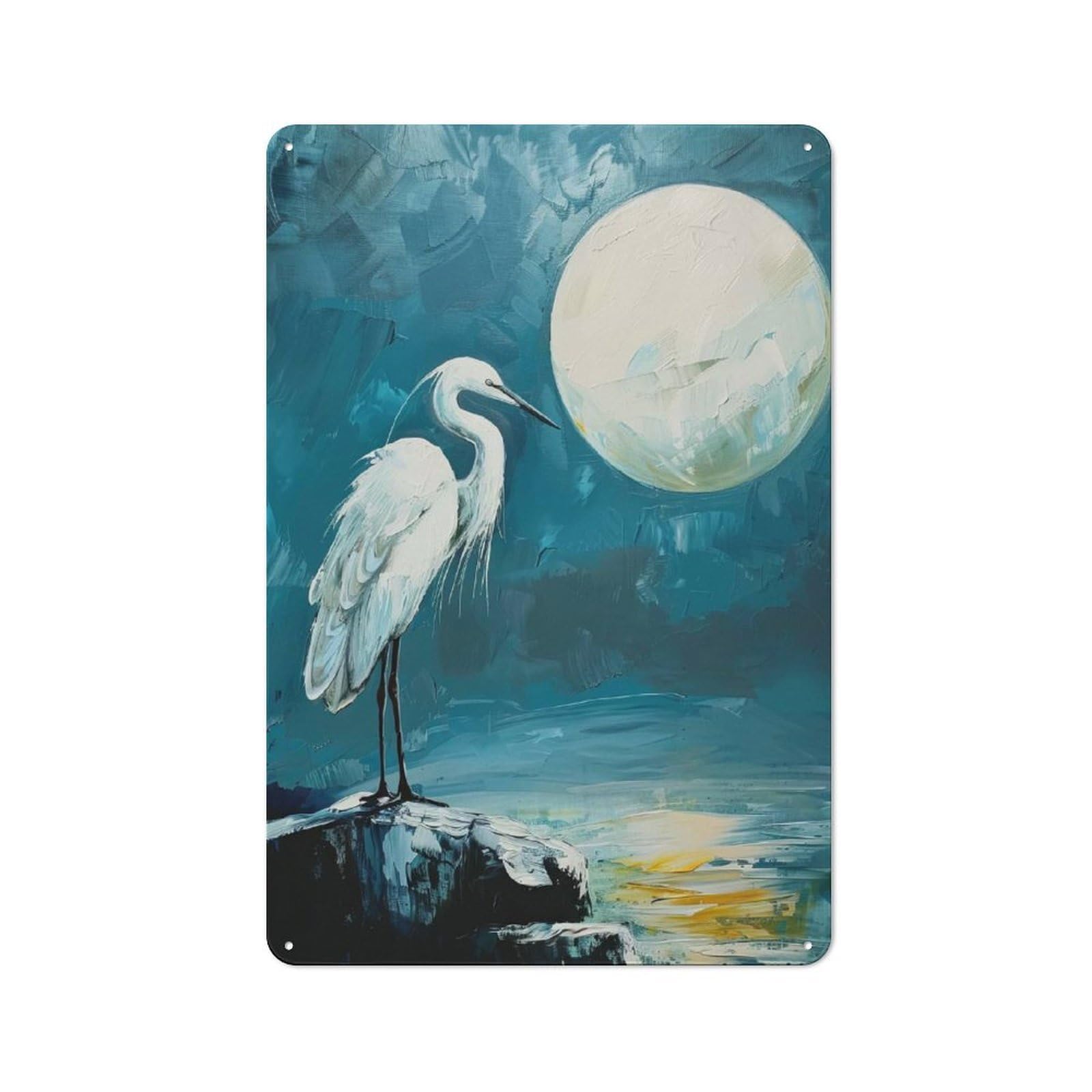 Junmoney Style-9 Heron On Rock Retro-Style Printed Metal Sign 30X20cm For Hallway Wall, Winter Wall Decor For Wall Display Collectors