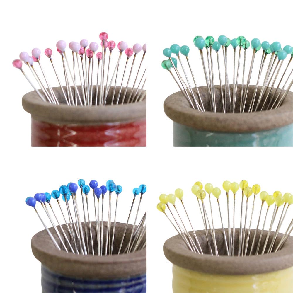 Cohana Alfileres con Cabeza de Vidrio, 30 pzas, 0,50 x 35 mm, Madera