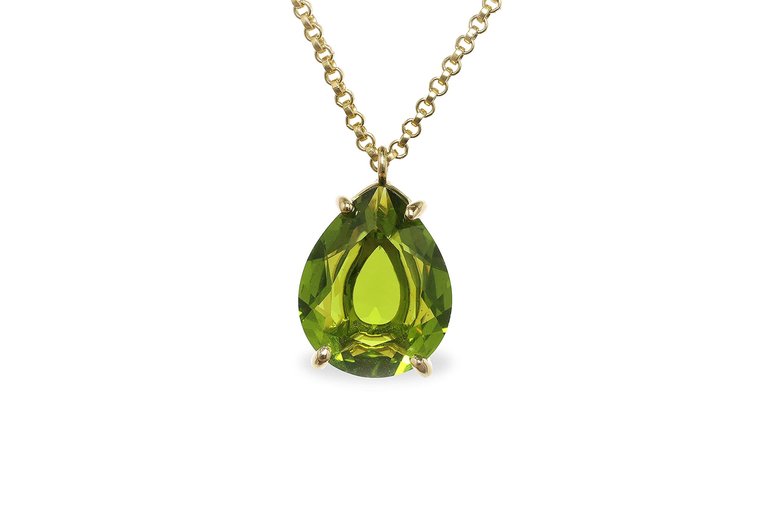 Anemone Gold Peridot Halskette - Teardrop Anhänger Aussage Halsketten für Frauen - Glänzend August Geburtsstein Halskette, Mode Halskette, Geschenk Halskette für Sie