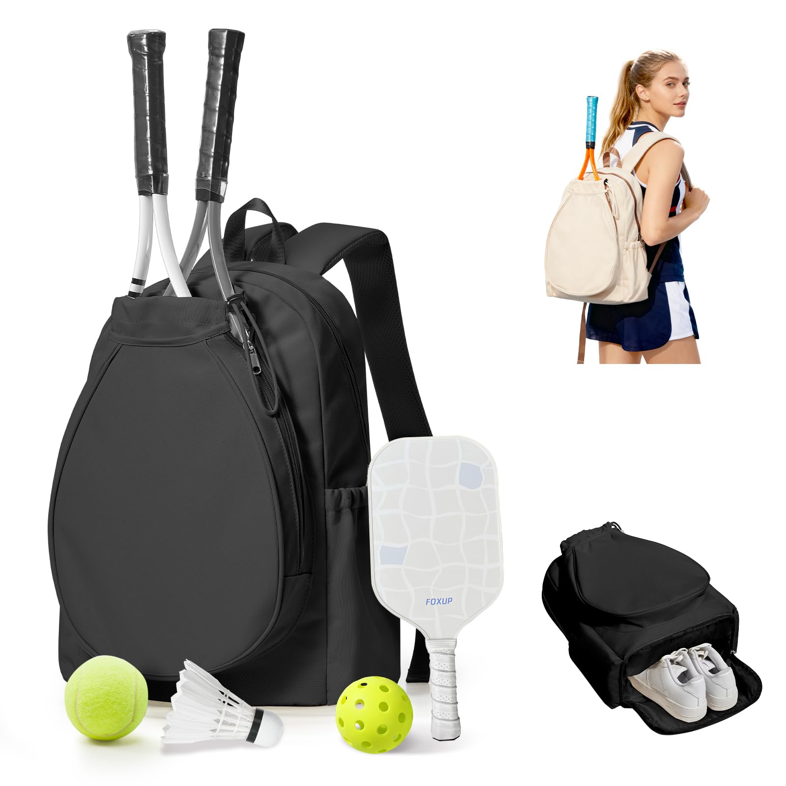 BJLFS Tennis Backpack for Women Men,Tennis Bag with Shoes Compartment & Wet Pocket,Badminton Bag Pickball Bag,Waterproof Sports Backpack Gym Bag for Outdoor — image 1