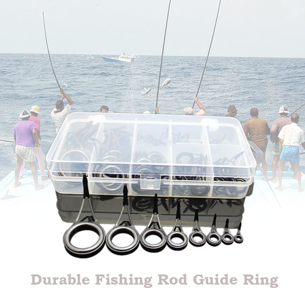 Docooler 75PCS varie misure canna da pesca guide punte linea di pesca spinning guide occhi anelli tip top kit di riparazione set
