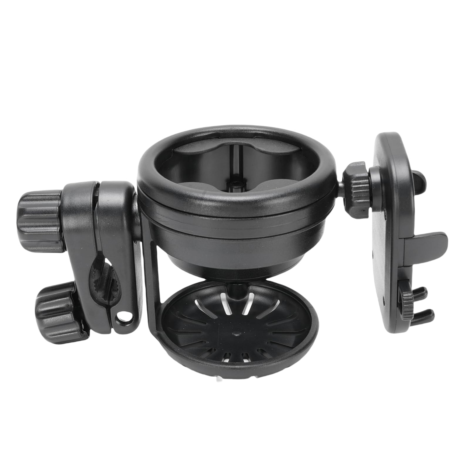 Porte gobelet Universel pour Poussette avec Support téléphone Rotatif à 360 degrés, Support Multifonction pour Bouteille, gobelet et téléphone, Compatible avec la Plupart (Noire)