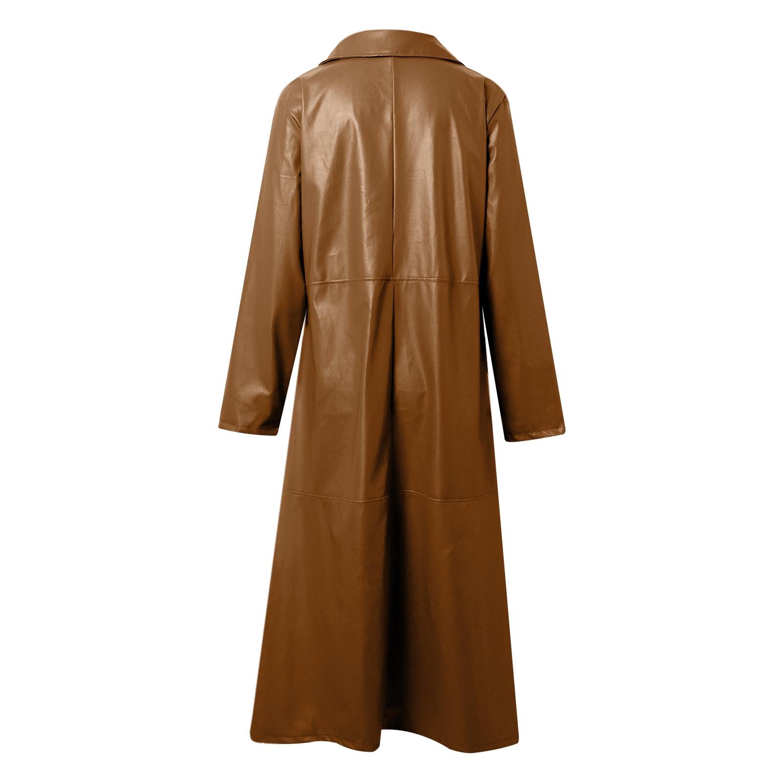Costume 2026 pour femme - Veste en cuir synthétique boutonnée - Maxi long trench - Vestes de moto pleine longueur