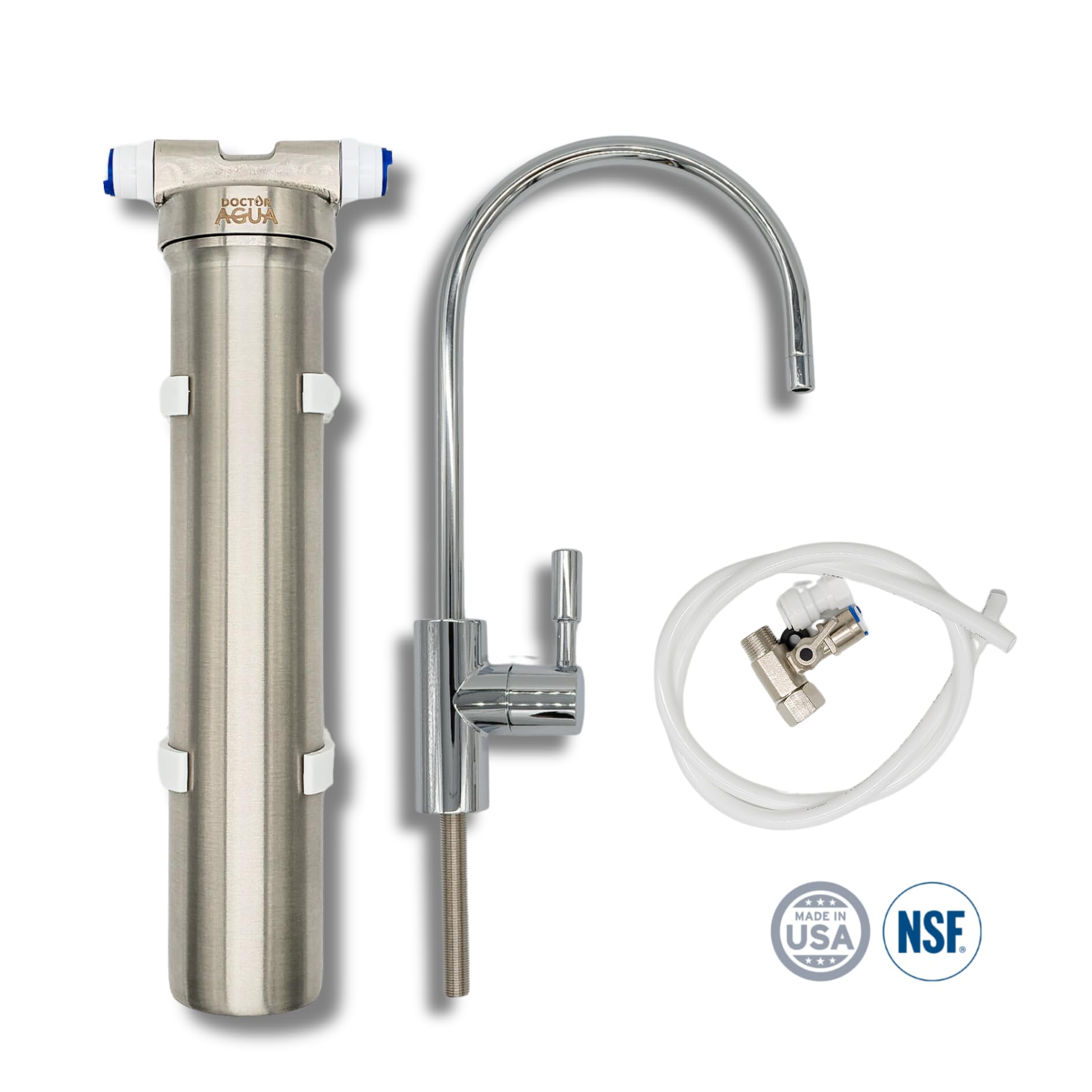 Ultra Purify Wasserfilter für Unterbau aus Edelstahl, Filterkapazität 300 l/h, umweltfreundlich, antibakteriell, Antikalk, bewahrt Mineralien im Wasser