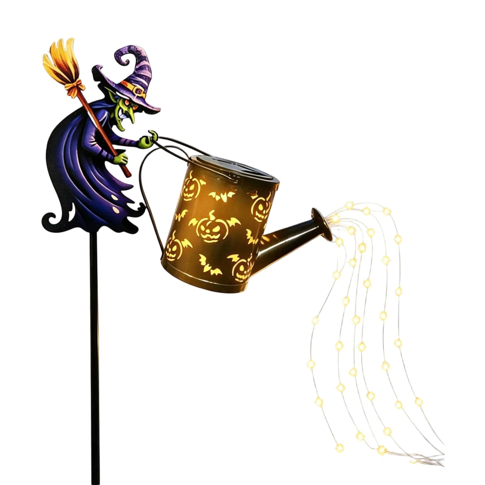 Witch Cauldron Garden Solar Stake Light Dusk to Dawn Halloween(A) (A)