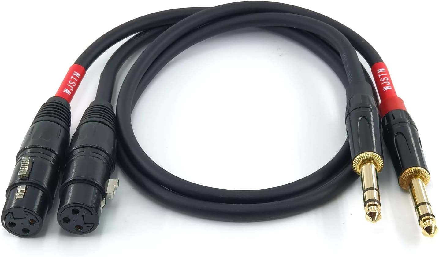 WJSTN XLR to 6.35mm 1/4 TRS Cable, 6.35mm Dual Channel to 3-pin XLR (Female), XLR to 1/4 TRS 6.35mm Audio Cable (3FT)
