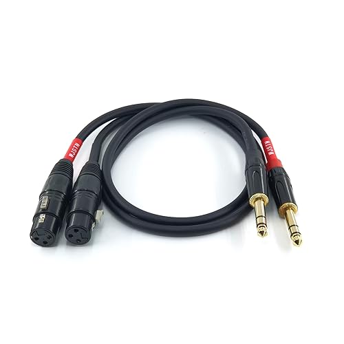 Miniatura 2 de Adaptador estéreo XLR a 14 TRS, 0.250 in de doble canal a XLR de 3 pines (hembra), XLR a 14 estéreo de micrófono equilibrado estéreo convertidor de