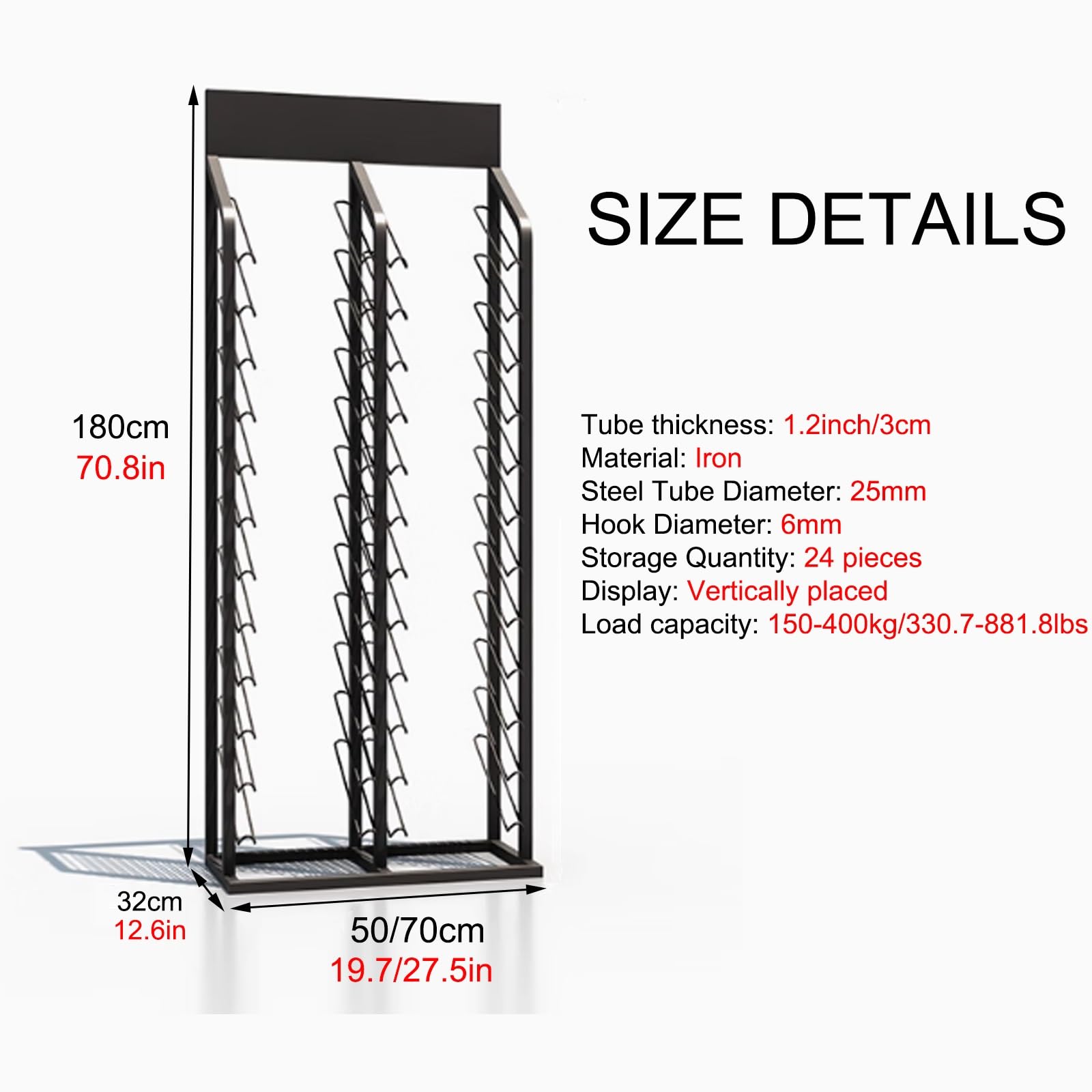 Large Format Metal Ceramic Tile Display Rack,Multi-Layer Marble Slab Sample Shelf for Display Bulk,Standing Stone Display Rack,Building Material/Floor Porcelain Black Display Shelf(50X32X180CM)