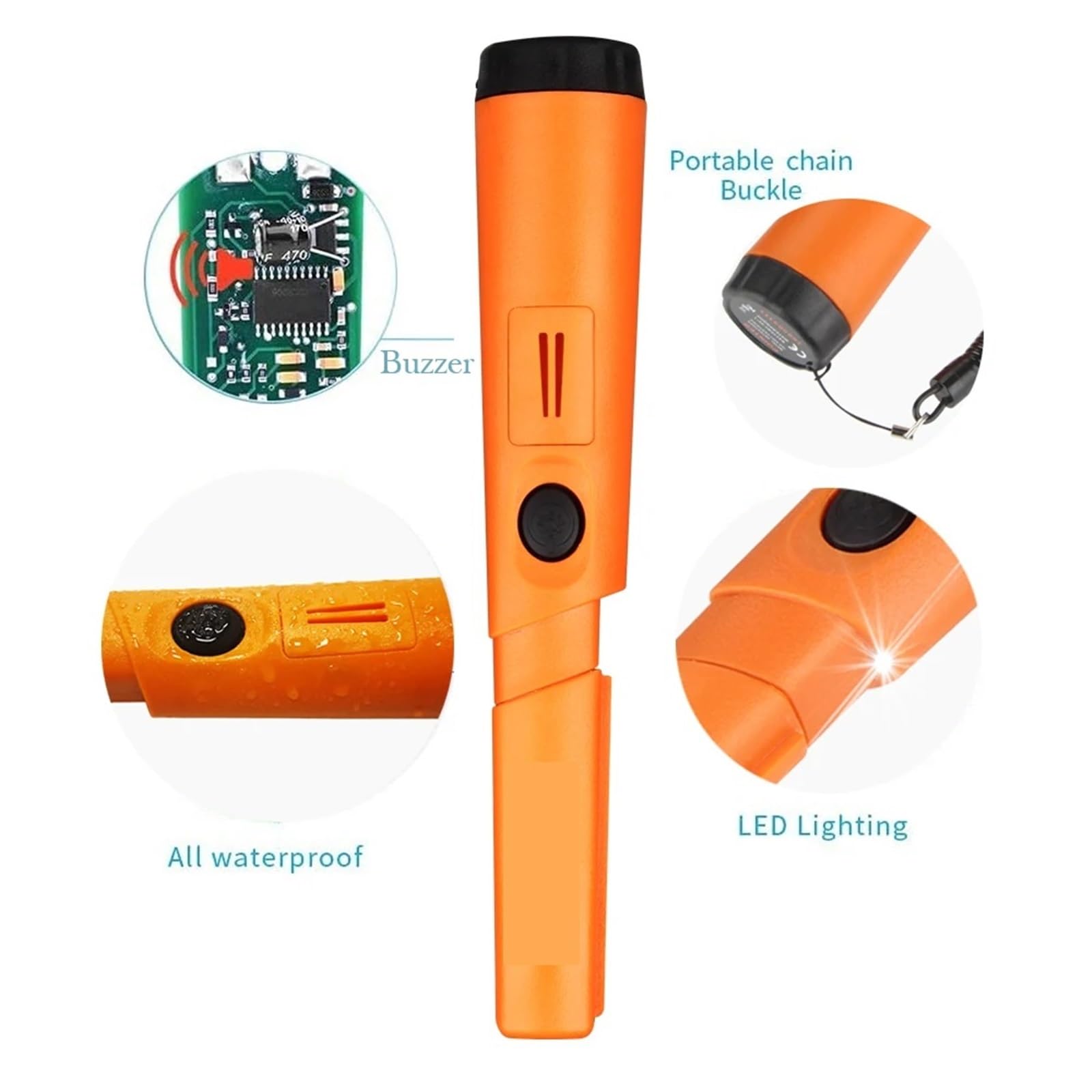 Detector de Metales, Detector de Metales Mano con Puntero Alta sensibilidad y precisión IP68 a Prueba Agua(Groen)