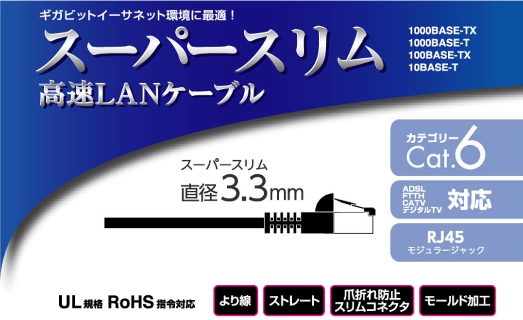 グリーンハウス(Green House) Greenhouse GH-CBESL6-15MK Category 6 Slim LAN Cable 15m Black