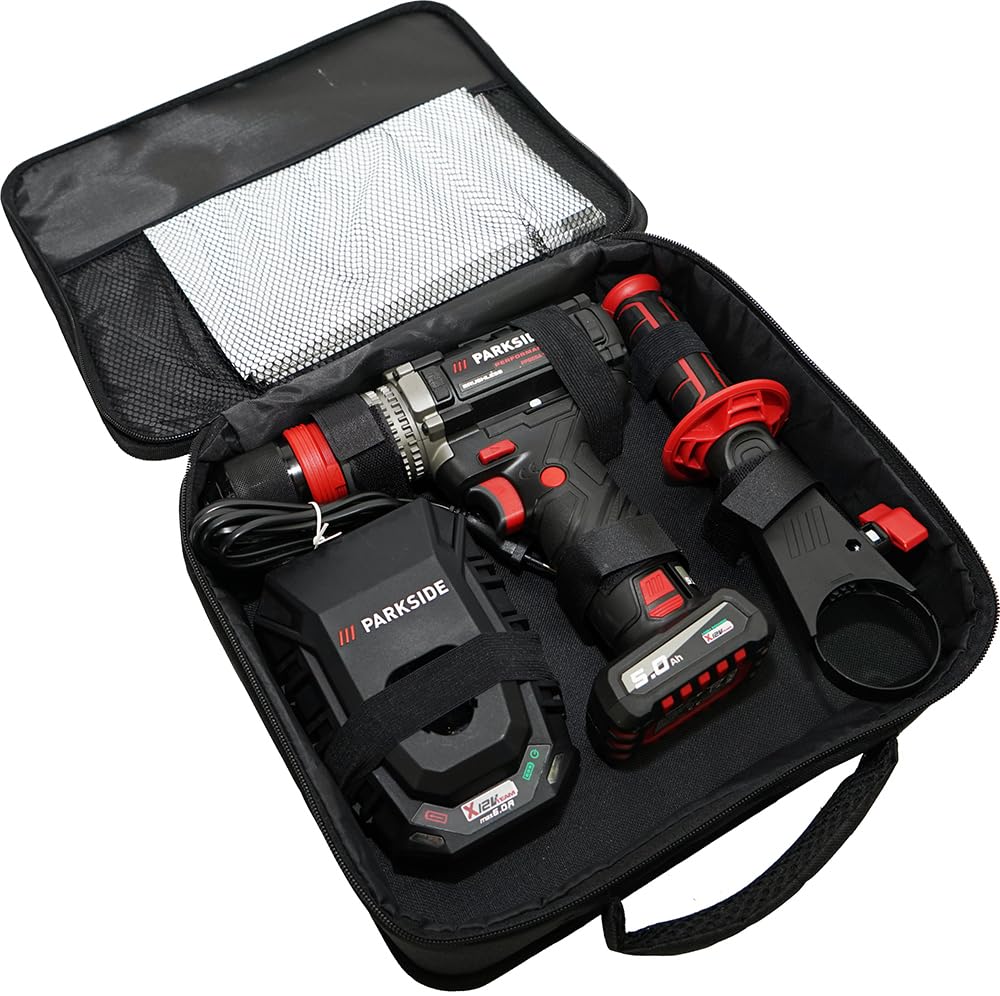 HEADNMORE® Bundle – PARKSIDE PERFORMANCE® 12 V akumulatorowa wiertarko-wkrętarka PPBSSA 12 w zestawie akumulator 5 Ah / ładowarka 6 A + breloczek do kluczy