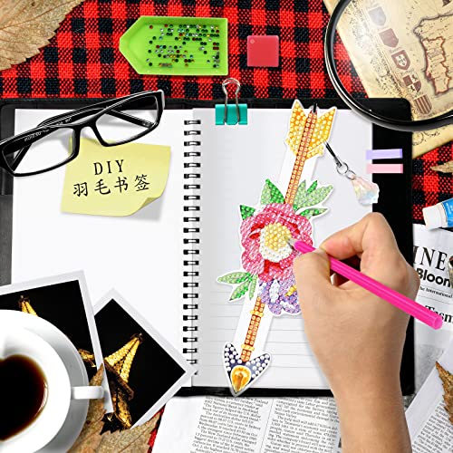 Lusandy 6Pcs 5D Diamond Painting Bookmarks Kits 7.9Inch Diy Crystal Flowers Arrows Diamond Art Acrylic Bookmark With Tassel Crystal Pendant Bookmark For Home Office Read & Crafts Lovers #TOP3