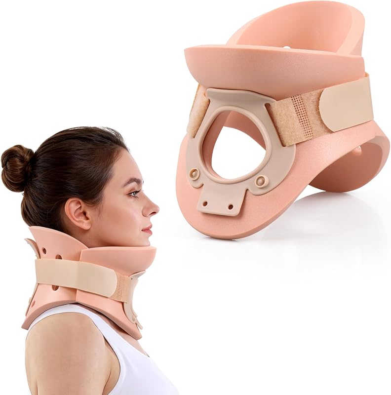 Collar cervical rígido de 4 1/4 pulgadas con soporte para el cuello de espuma, soporte suave y ligero, collar de tracción cervical ajustable alivia el dolor de cuello y la descompresión para hombres y mujeres (altura del cuello 4 1/4 pulgadas, pequeño)