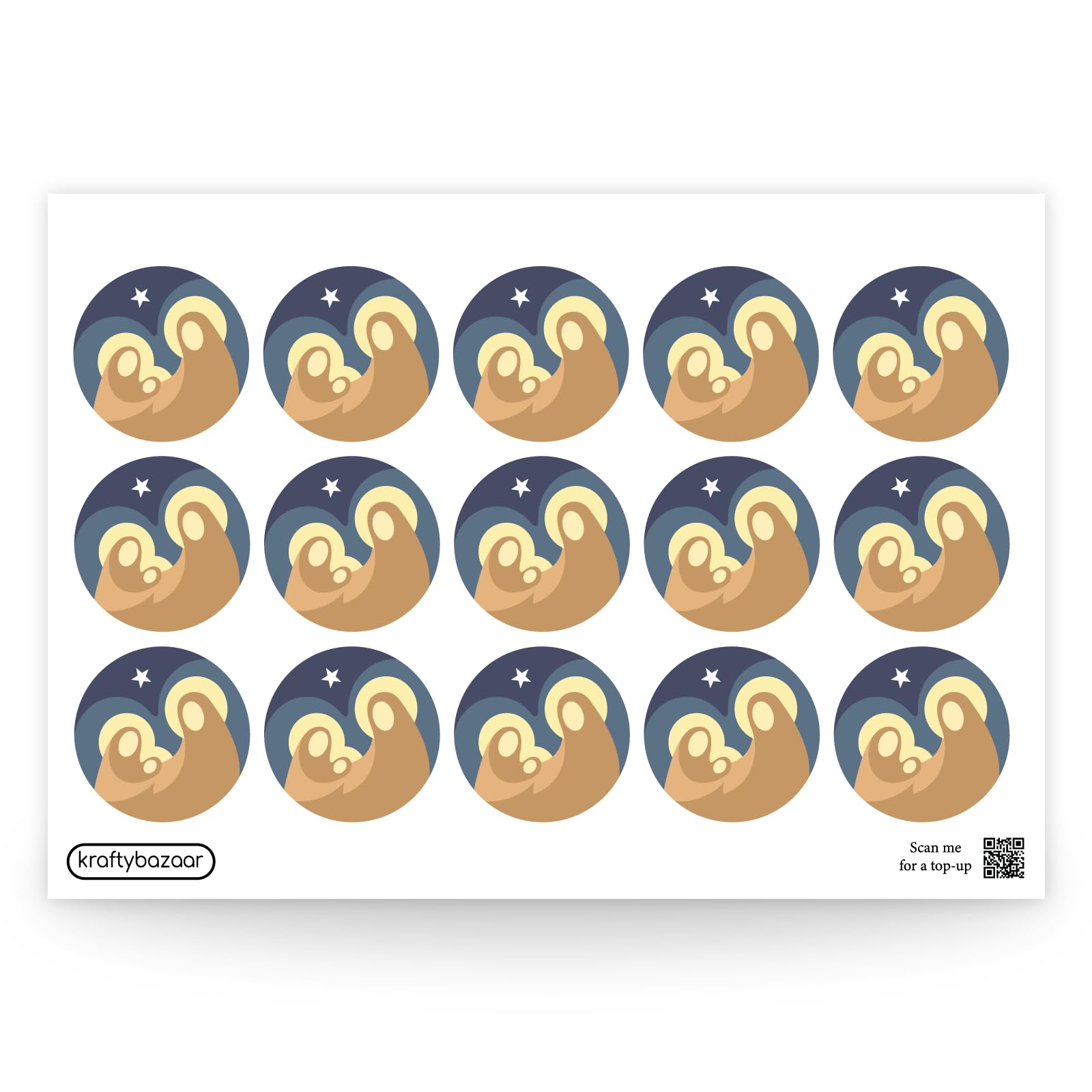 Pack of 450 Minimalist Christmas Nativity Scene VinylLabels - 37mm Round Self-Adhesive Nativity Vinyl Stickers - Multipack Festive Stationery Craft Decor Vintage Christmas Labels