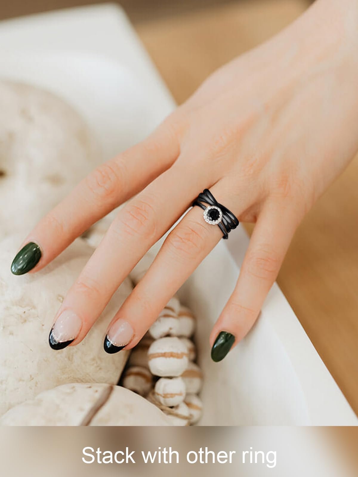 FOCALOOK Anello Donna Anello 3 Intrecciati Anelli da Donna 3 Cerchi Intrecciati in Acciaio Inossidabile