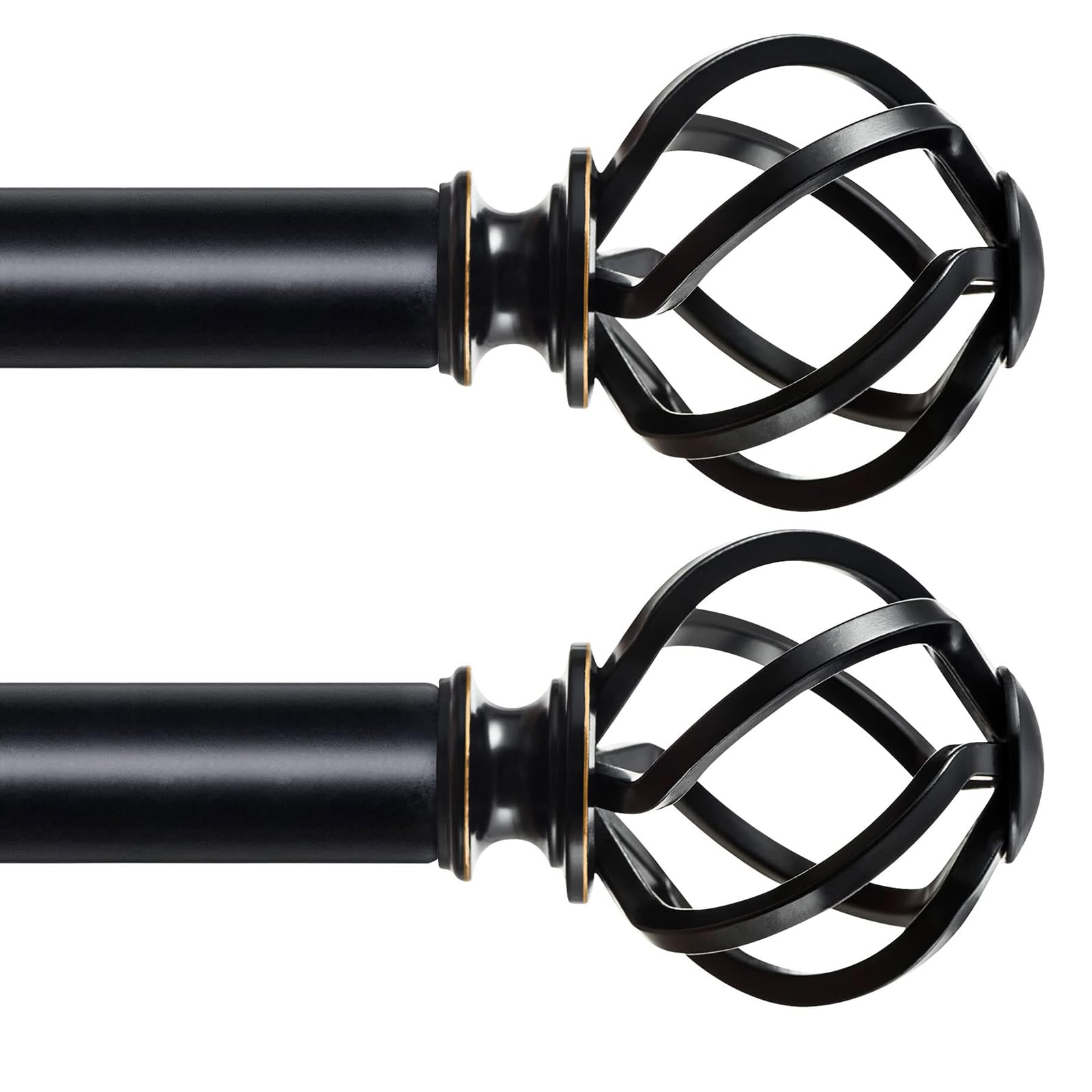 Black Curtain Rod - 66 to 120 Inch Adjustable -20