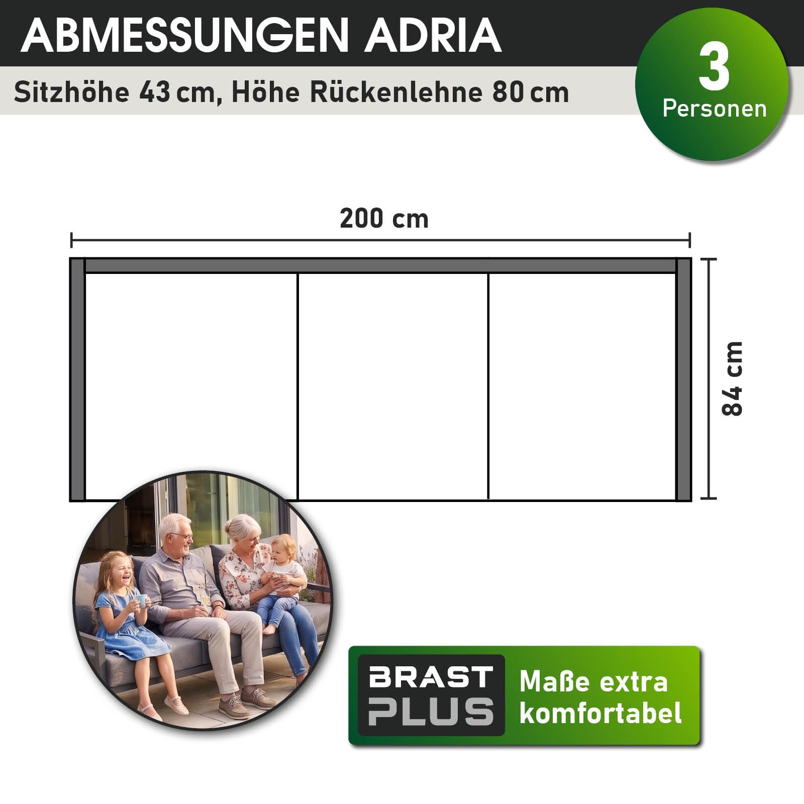 BRAST Gartenlounge-Set Aluminium Adria | viele Varianten & Module | bis zu 5 Personen | Sofa Sessel Tisch | korrosionsfrei wetterfest | Loungemöbel Essgruppe Gartenmöbel | Loungesessel