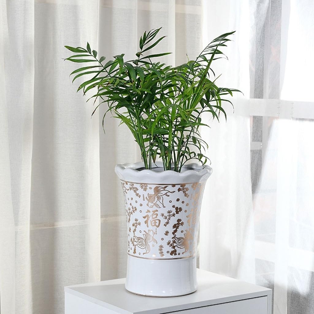 Doniczka Ceramiczna Duża Bardzo Duża Doniczka Domowa Europejski Styl Salon Lądowanie Drzewko Fortuny Doniczka Duża Średnica Wazon Doniczki Roślinne-35 * 35CM(32 * 30CM)