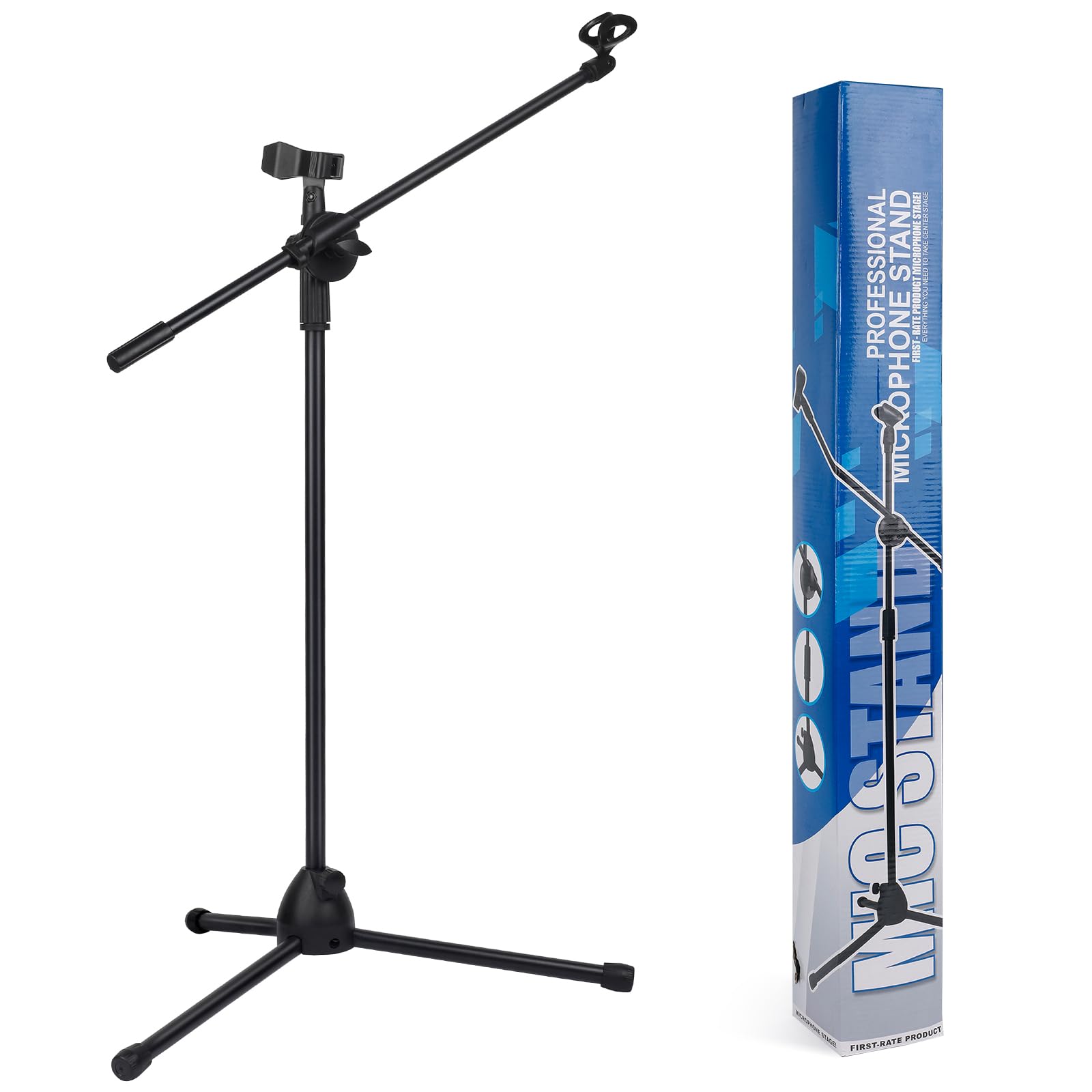 Doppeltes Mikrofonständer Einstellbare 80-180cm Mikrofonstativ Mikrofon Ständer mit 2 Mikrofonklemmen Einen mit Schwenkarmen Tragbar & Faltbar Stabilen Stand für Singen Studio Rundfunk (80-180cm)